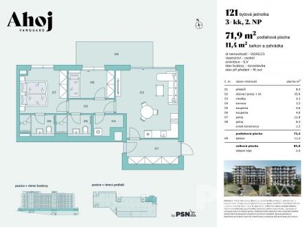 Bytová jednotka | Prodej bytu, 3+kk, 72 m²