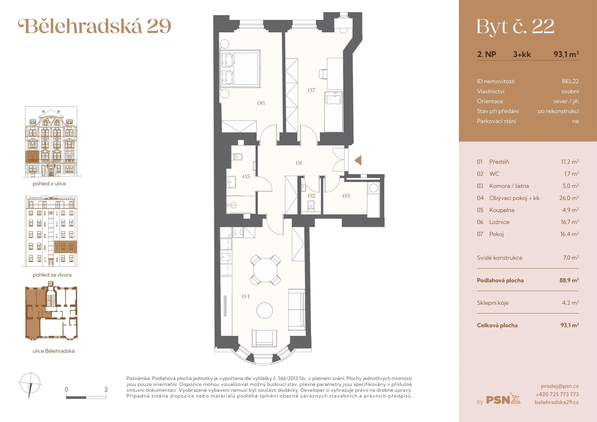 Prostorný byt 3+kk na Vinohradech