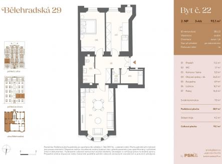 Prostorný byt 3+kk na Vinohradech | Prodej bytu, 3+kk, 93 m²
