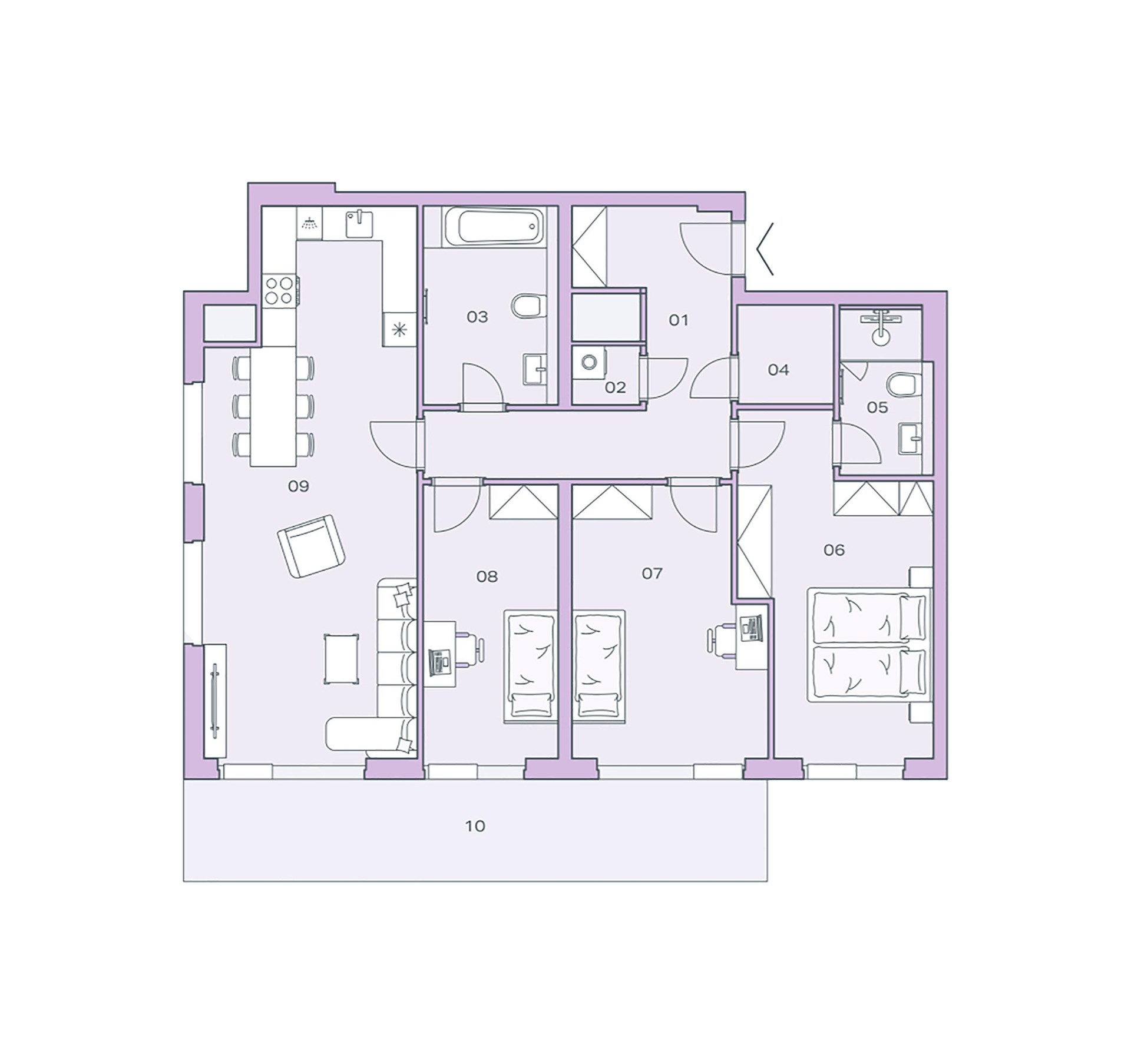Ahoj, máme volnou jednotku č. 185 dispozicí 4+kk