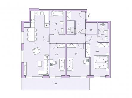 Ahoj, máme volnou jednotku č. 185 dispozicí 4+kk | Prodej bytu, 4+kk, 116 m²