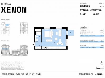 Neon & Xenon | Brno Jedna by PSN | Prodej bytu, 2+kk, 46 m²