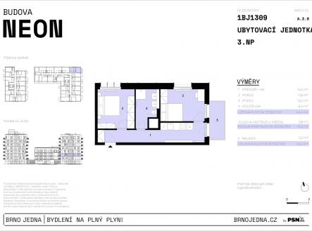 Brno Jedna | PSN | Prodej bytu, 2+1, 52 m²