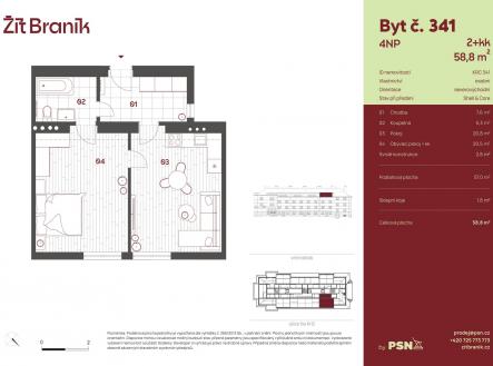 Žít Braník | PSN | Prodej bytu, 2+kk, 59 m²