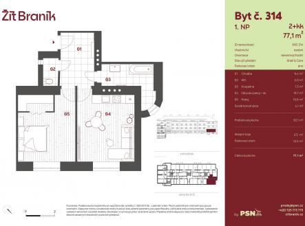 Žít Braník | PSN | Prodej bytu, 2+kk, 77 m²