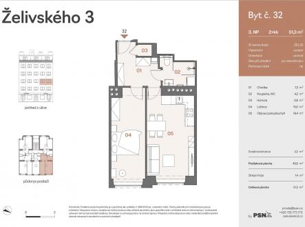 Želivského 3 | PSN | Prodej bytu, 2+kk, 51 m²