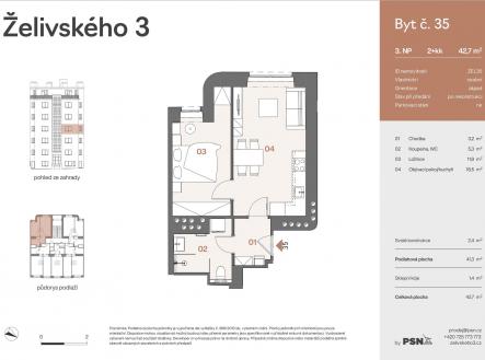 Želivského 3 | PSN | Prodej bytu, 2+kk, 43 m²
