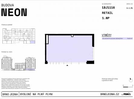 Brno Jedna | PSN | Prodej - obchodní prostor, 54 m²