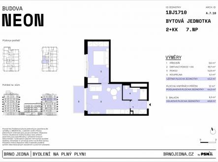 Brno Jedna | PSN | Prodej bytu, 2+kk, 50 m²