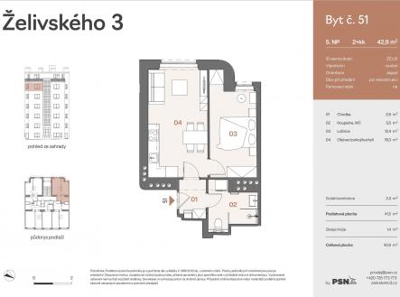 Želivského 3 | PSN | Prodej bytu, 2+kk, 43 m²