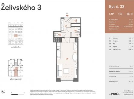 Želivského 3 | PSN | Prodej bytu, 1+kk, 32 m²