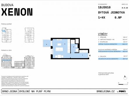 Brno Jedna | PSN | Prodej bytu, 1+kk, 30 m²