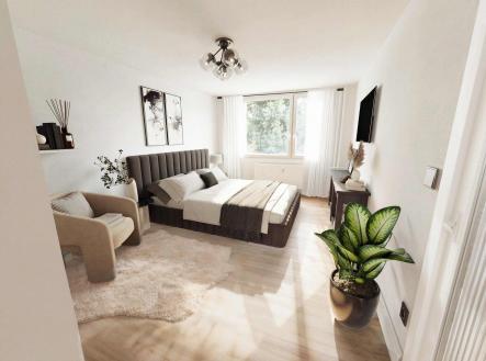 ložnice s pracovnou a úložné prostory | Prodej bytu, 1+1, 39 m²