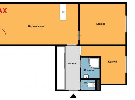 Orientační plánek bytu | Prodej bytu, 2+1, 54 m²