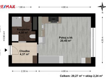 2d.jpeg | Pronájem bytu, 1+kk, 30 m²