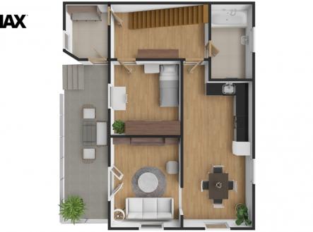 Orientační plánek přízemí | Pronájem - dům/vila, 130 m²