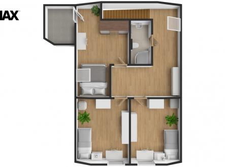Orientační plánek patro | Pronájem - dům/vila, 130 m²
