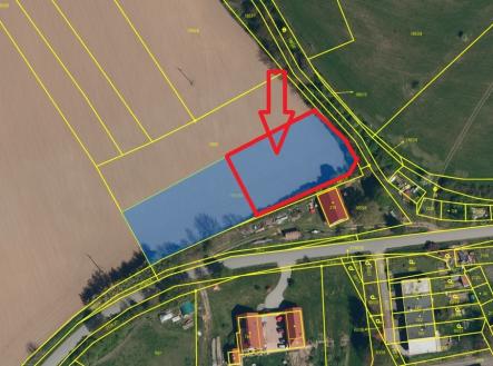 katastr-s-oznacenim.jpg | Prodej - pozemek pro bydlení, 1 845 m²