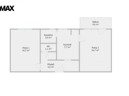 orientacni-pudorys-bytu.png | Pronájem bytu, 2+1, 50 m²