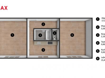 roudnice-3d-planek.png | Prodej bytu, 2+1, 51 m²