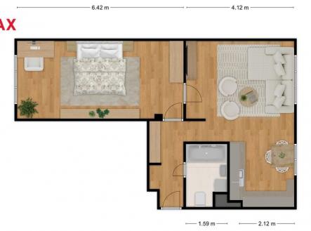 Půdorys bytu | Prodej bytu, 2+1, 56 m²