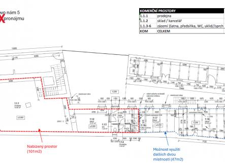 pudorys-prodejna-101m2.png | Pronájem - obchodní prostor, 148 m²