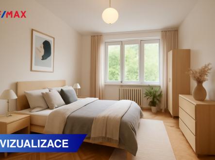 Ložnice - vizualizace | Pronájem bytu, 2+1, 53 m²