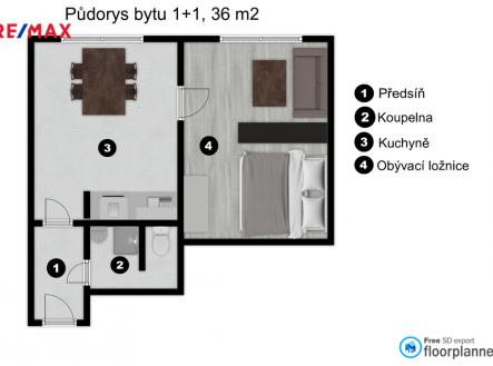 pudorys.jpg | Prodej bytu, 1+1, 36 m²
