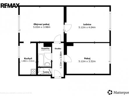 pudorys-cz-rozmery.png | Prodej bytu, 3+1, 76 m²