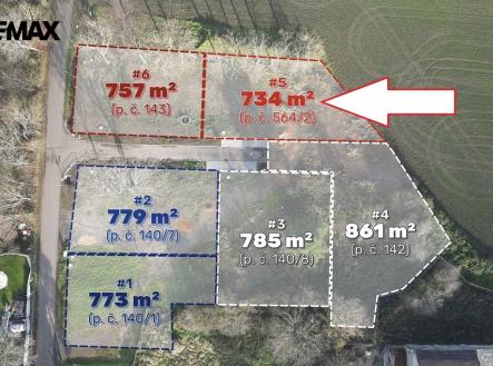 koporec-c5-pozemek-564-2-sipka.jpg | Prodej - pozemek pro bydlení, 734 m²