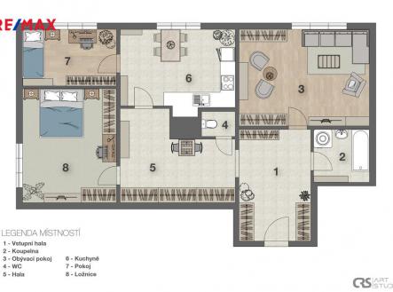 2d-layout-graficky.jpg | Prodej bytu, 3+1, 64 m²