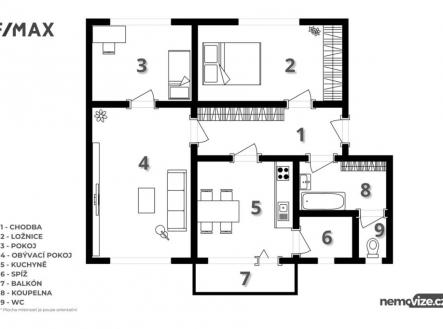 pudorys-pisek-byt.jpg | Prodej bytu, 3+1, 77 m²