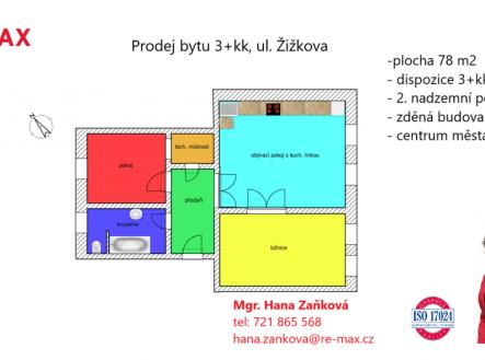 plánek | Prodej bytu, 3+kk, 78 m²