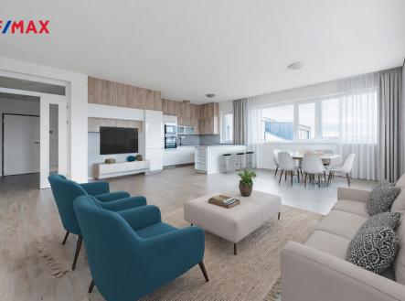 Vizualizace obýváku | Pronájem bytu, 3+kk, 152 m²