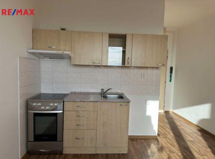 Obývací pokoj s kuchyňskou linkou | Pronájem bytu, 1+kk, 21 m²