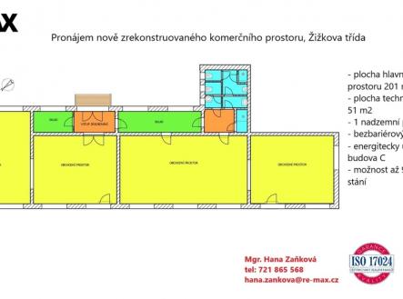 plánek | Pronájem - obchodní prostor, 252 m²