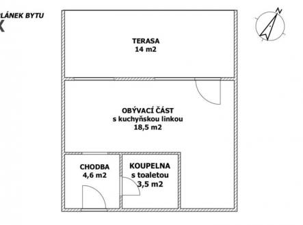 planek.jpg | Prodej bytu, 1+kk, 40 m²