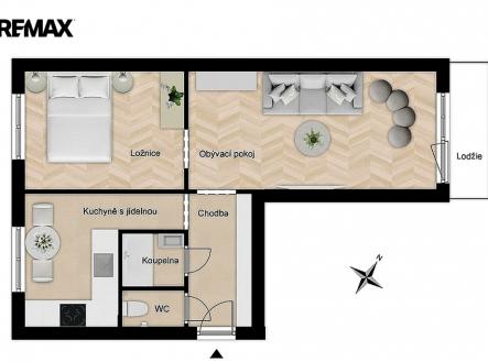 Půdorys bytu | Prodej bytu, 2+1, 49 m²