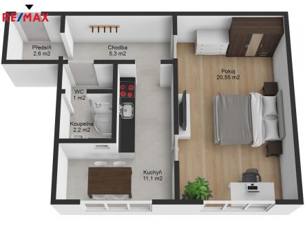 Pronájem bytu, 1+1, 42 m²