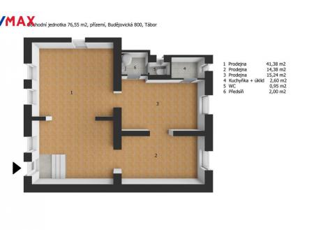 Pronájem - obchodní prostor, 77 m²