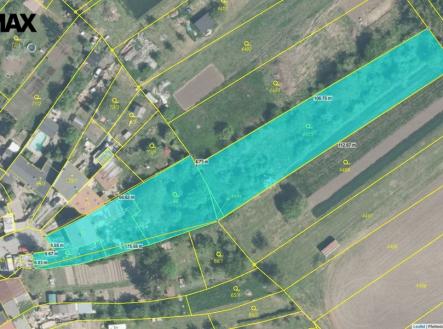 Katastrální mapa pozemku s orientačními rozměry | Prodej - dům/vila, 150 m²