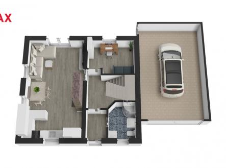 3D dispozice 1.NP | Prodej - dům/vila, 116 m²