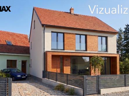 Čelní pohled na dům - vizualizace možného budoucího vzhledu domuvzhledu | Prodej - pozemek pro bydlení, 3 685 m²