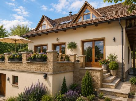 Vizualizace - pohled na dům ze zahrady | Prodej - dům/vila, 137 m²