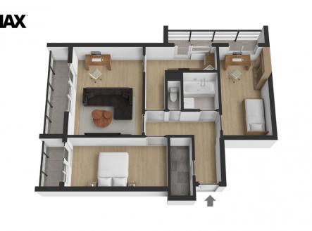 3D půdorys | Prodej bytu, 3+1, 78 m²