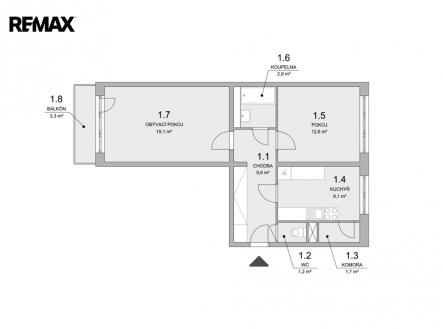 pudorys-byt-vyskovice.jpg | Prodej bytu, 2+1, 59 m²