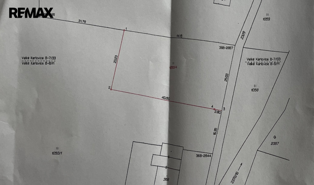 Nové zaměření parcely na prodej - 1033 m2