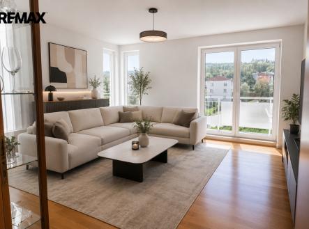 Vizualizace- obývací pokoj | Prodej bytu, 3+1, 97 m²