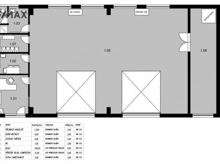 orientační půdorys haly s legengou | Prodej - jiné, 255 m²