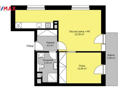 Pronájem bytu, 2+kk, 50 m²